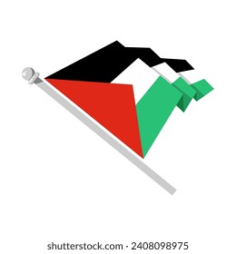 Waving Palestine flag in flat style, waving flag, vector illustration