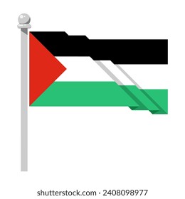 Waving Palestine flag in flat style, waving flag, vector illustration