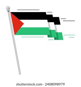 Waving Palestine flag in flat style, waving flag, vector illustration