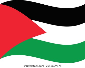 Acenando a bandeira da Palestina . Bandeira ondulada da Palestina . Bandeira da Palestina flutuando . Ilustração vetorial