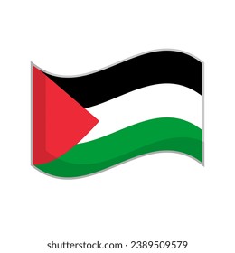 Waving Palestinian flag icon. Vector.