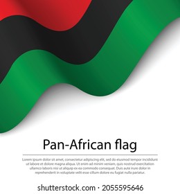 Waving Pan-African flag on white background. Banner or ribbon vector template 