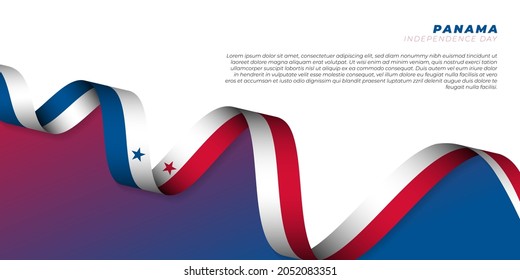 Waving Panama ribbon flag design. Panama Independence day background. good template for Panama National holiday design.