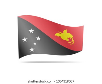 Waving Papua New Guinea flag in the wind. Flag on white background vector illustration