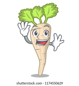 Waving parsnip isolated on the cartoon style