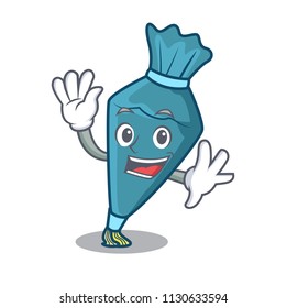 Waving pastrybag character cartoon style vector illustration