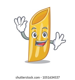 Waving penne pasta character cartoon