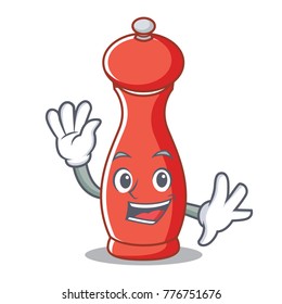 Waving pepper mill character cartoon