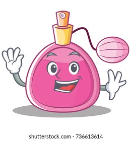 Waving perfume bottle character cartoon