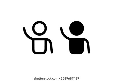 Waving person icon in outline and solid style Vector