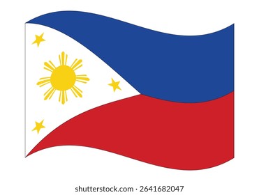 Waving Philippines Flag – National Flag of Philippines in Vector Illustration Style. Flag icon of Philippines.