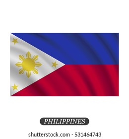 Waving Philippines flag on a white background. Vector illustration