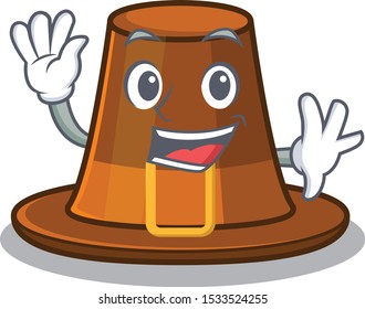 Waving pilgrims hat isolated with the cartoon