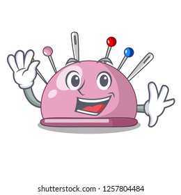 Waving pincushion with a character needles icon