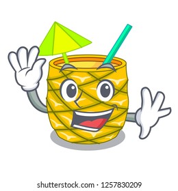 Waving Pineapple juice in glassware on mascot