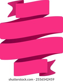 Waving pink ribbon forms an elegant decorative element, adding sophistication and charm to various design projects, perfect for celebrations, branding, and creative expressions