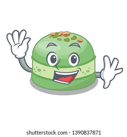 Waving pistachio cake in the cartoon fridge