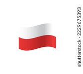 waving Poland flag icon flat style design. waving Poland flag vector illustration. isolated on white background.