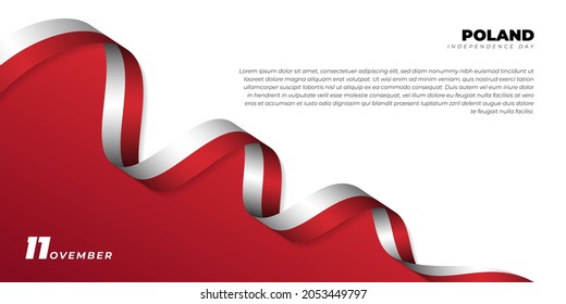 Waving Poland Ribbon vector illustration. Poland Independence day design. Good template for Poland National event design.