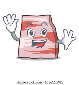 Waving pork lard character cartoon