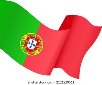Waving Portugal flag isolated  on png or transparent background,Symbol of Portugal ,template for banner,card,advertising ,promote,and business matching country poster, vector illustration