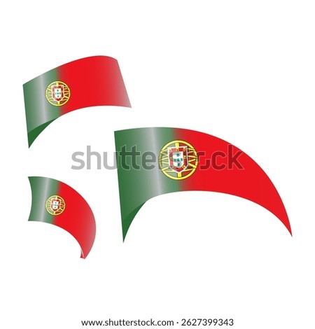 Waving Portugal Flags 3D  Illustration of Portuguese National Symbols in Motion

