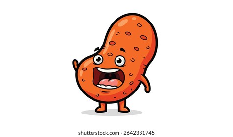 A Waving Potato Character Illustration Vector Graphic with a Cheerful and Expressive Face