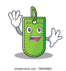 Waving price tag character cartoon