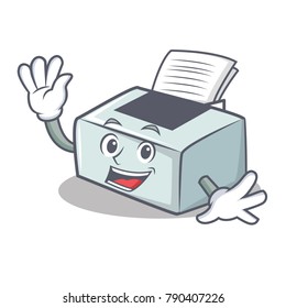 Waving printer character cartoon style