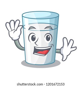 Waving protein rich milk in cartoon glass