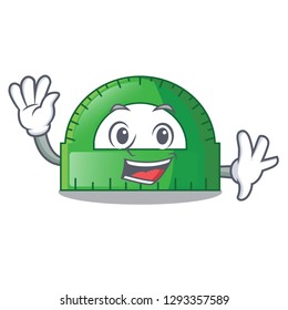 Waving protractor in a the cartoon bag