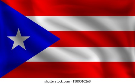 Waving Puerto Rico flag, the flag of Puerto Rico, vector illustration