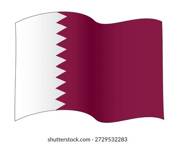 Ondeando la bandera de Qatar en una configuración de la onda, Ilustración vectorial aislada en el fondo blanco, eps