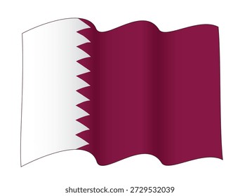 Ondeando la bandera de Qatar en la configuración de dos olas, Ilustración vectorial aislada en el fondo blanco, eps
