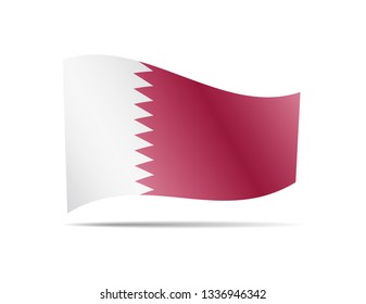 Waving Qatar flag in the wind. Flag on white background vector illustration