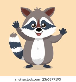 Waving raccoon Cartoon, Raccoon Tier, Vektorcartoon lustige Maskottchen.