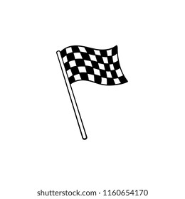 Waving racing checkered flag hand drawn outline doodle icon. Racing finish, race champion, victory concept. Vector sketch illustration for print, web, mobile and infographics on white background.