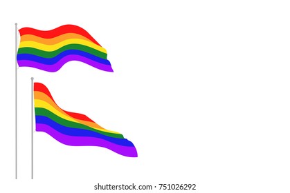 Waving rainbow colored flags. LGBT sign background template