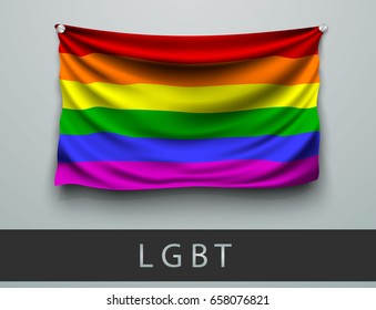 waving Rainbow flag of LGBT community with illuminated