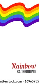 Waving Rainbow flag on white background. Rainbow LGBT flag vector poster or banner template. LGBTQ colors. Vector illustration. Wavy pattern. Simple flat style.