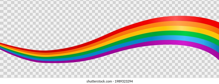 Waving Rainbow LGBT Flag Isolated On Png Or Transparent  Background, Symbol Of LGBT Gay Pride,vector Illustration