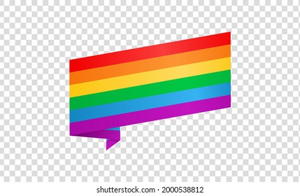 Waving rainbow LGBT flag isolated on png or transparent  background, Symbol of LGBT gay pride,vector illustration
