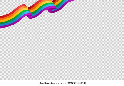 Waving rainbow LGBT flag isolated on png or transparent  background, Symbol of LGBT gay pride,vector illustration
