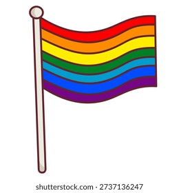 Waving rainbow pride flag symbol for LGBTQ diversity and inclusion