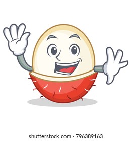 Waving rambutan character cartoon style