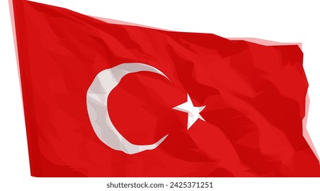 Winken realistische türkische Flagge auf weißem Hintergrund. Vektorgrafik.