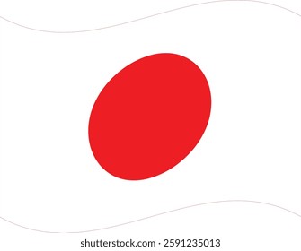 Waving Rectangle Japan Flag Asian Country