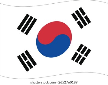 Waving Rectangle South Korea Flag Asian Country