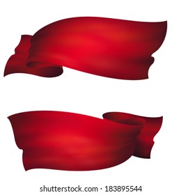 waving red banners , vector set