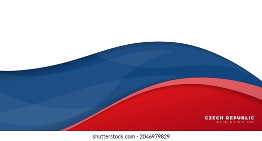 Waving red and blue design on white background. Czech Republic independence day background template. Also Good template for Czech Republic National day design.